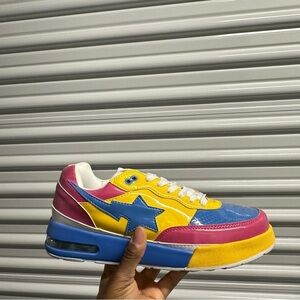 Vintage y2k bape roadsta sneakers shoe yellow blue pink mens 10.5 new